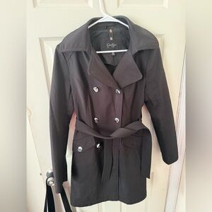 Jessica Simpson Women's Black Double-Breasted Trench Coat